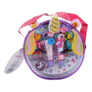 Rainbow Dreams 7 Piece Beauty Bag Lip Gloss Nail Polish Glitter Nail Sticker New